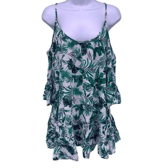 Brand New Solitare Swim Floral Palm Leaf Beach Cover Up Cold Shoulder Dress Wome - Picture 7 of 9